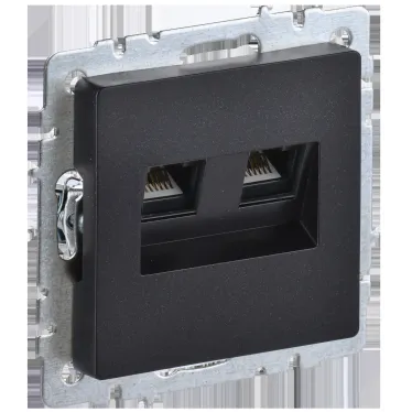 BRITE Розетка компьютерная двойная RJ45 кат.6 РК11-2-БрЧ черный IEK