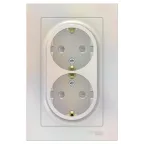 Розетка ATLASDESIGN двойная с заземлением со шторками 16А в сборе жемчуг