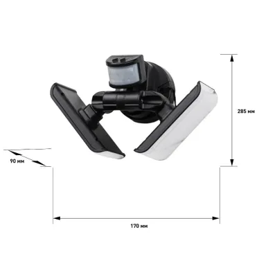 Фасадный светильник с двумя световыми панелями c выносной солн. бат., 2х50 LED, 600l ERAFS020-42