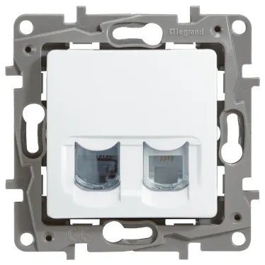 ETIKA Розетка телефонная+компьютерная RJ11+RJ45 категория 5 UTP белая