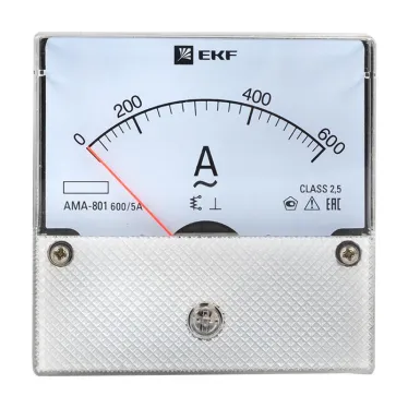 Амперметр AM-A801 аналоговый на панель 80х80 (круглый вырез) 600А трансформаторное подключение