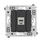                  Avanti Компьютерная розетка RJ-45 без шторки в стену, кат.5e одинарная экранированная, Черный матовый
               