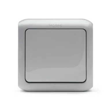 Quteo Переключатель одноклавишный наружный IP44 серый 10А