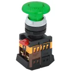 Кнопка зеленая AELA-22 Гриб с подсветкой неон 1з+1р 240В