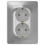 BLANCA скрытой установки розетка двойная с заземлением без шторок, 16А, 250В, алюминий