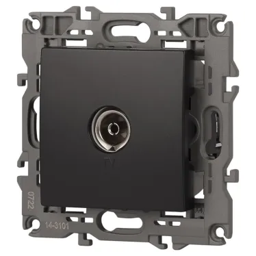 Розетка TV одиночная, Эра Elegance, антрацит, 14-3101-05