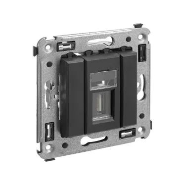 Avanti USB 2.0 розетка одинарная в стену, тип А-А, , Черный матовый