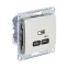 GLOSSA USB РОЗЕТКА тип-C 65W высокоскор.заряд. QC, PD, механизм, БЕЖЕВЫЙ