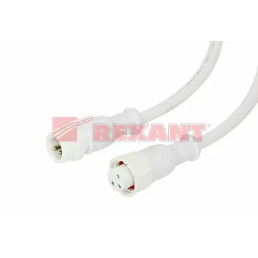 Соединительный кабель (3pin) герметичный (IP67) 3х0.5кв мм белый, REXANT