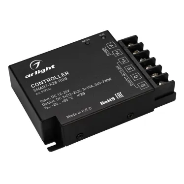 Контроллер SMART-K28-RGB (12-24V, 3x10A, 2.4G) (ARL, IP20 Металл, 5 лет)