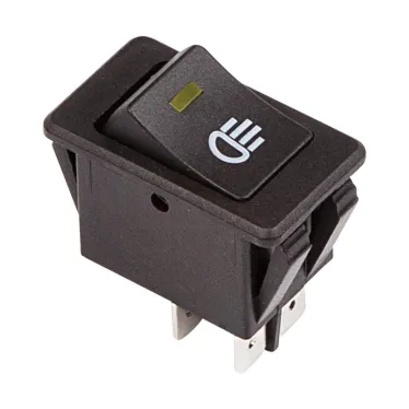 Выключатель клавишный 12V 35А (4с) ON-OFF с желтой LED подсветкой