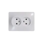 GLOSSA Розетка двойная без заземления в сборе белая