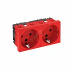 Розетка двойная 0° с з/к, с кодом, 250 В, 16A (красный)