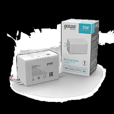 Блок питания для светодиодной ленты 5 Вт AC 100-264В Uвых 12В IP67 54х27х23мм Basic Gauss