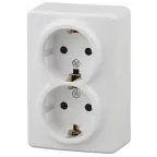 Розетка 2х2P+E Schuko со шторками, 16A-250В, ОУ, Эра Эксперт, Al+Cu, белый, 11А-2206-01