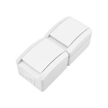 Блок вертикальный 2 розетки (керамика) INDUSTRIAL IP54 с заземлением, о/у, белый