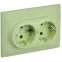 SKANDY Розетка 2-местная с заземлением с защитными шторками 16А в сборе SK-R07G мятный IEK