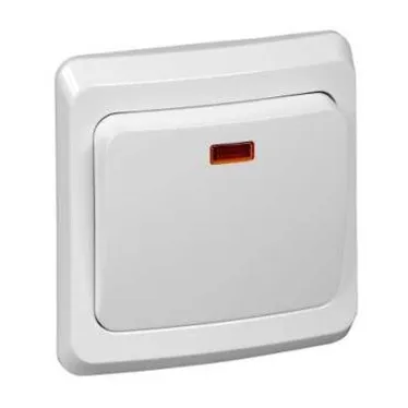 ЭТЮД Выключатель одноклавишный скрытый с подсветкой белый сх.1