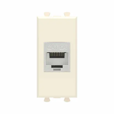 Avanti Компьютерная розетка RJ-45 без шторки модульная, кат.6А экранированная, Ванильная дымка, 1 модуль