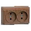 ОКТАВА Розетка двойная наружная без заземления дуб