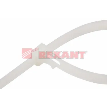 хомут-стяжка нейлоновая многоразовая 200x7,5 мм, белая, (1уп - 100шт), REXANT