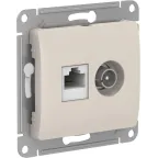 GLOSSA РОЗЕТКА двойная ТВ + компьютерная RJ45, кат. 5Е, МОЛОЧНЫЙ