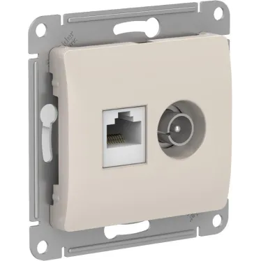 GLOSSA РОЗЕТКА двойная ТВ + компьютерная RJ45, кат. 5Е, МОЛОЧНЫЙ