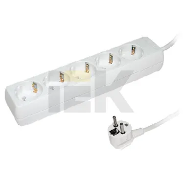 Удлинитель бытовой 5 розеток шнур 5м с заземлением 16А