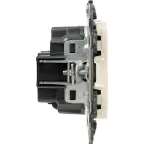 Valena ALLURE Розетка силовая 2К+З 16А 250В со шторками безвинтовые зажимы с лицевой панелью слоновая кость