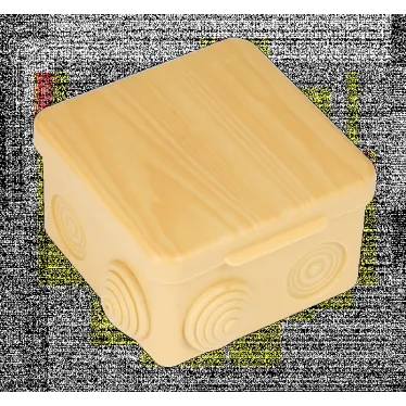 Коробка распаячная КМР-030-031 с крышкой (83х83х54) 7 мембранных вводов светлое дерево IP54 PROxima