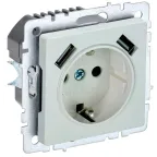 BRITE Розетка с заземлением с защитными шторками 16А с USB A+A 2,1А РЮш10-1-БрЖ жемчуг