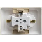 ЭТЮД Розетка двойная скрытой установки с заземлением со шторками 16А 250B, белый