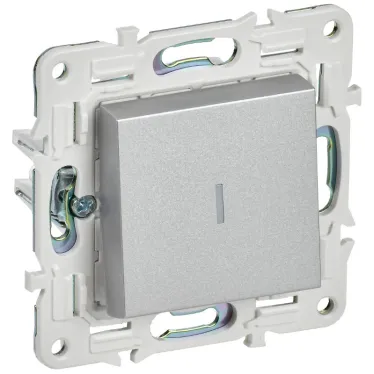 SKANDY Выключатель 1-клавишный проходной с индикацией 10А SK-V08S серебряный IEK