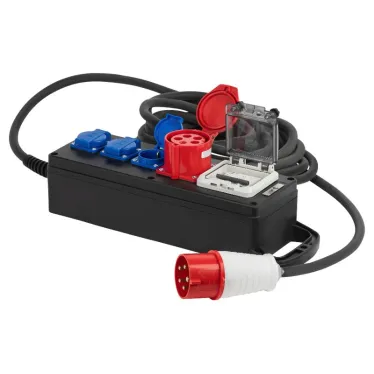 Удлинитель силовой IND380-SF-4e-5x4-10m-IP44 380В на каучуковой колодке 4 розетки 1xCEE 5P/3xSCHUKO 10м КГ 5х2,5