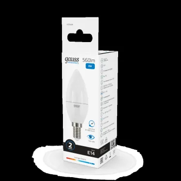 Лампа светодиодная LED 8 Вт 560 лм 6500К свеча холодный E14 AC 220В Elementary Gauss