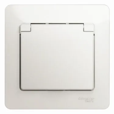 GLOSSA Розетка с заземлением со шторками с крышкой IP20 перламутр в сборе