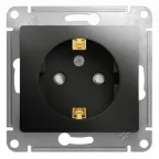                  GLOSSA Розетка с заземлением со шторками антрацит в рамку
               