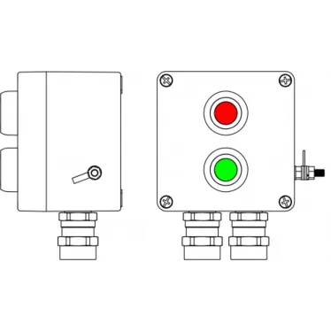 Взрывозащищенный пост управления из полиэстера CPE-Р-03 -(1xP1G(11) -1xP1R(11)) - 2x6018AASBKGM2SB(C)1Ex d e IIC T6 Gb / Ex tb IIIC T80°C Db IP66