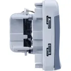 Розетка 2х2К+З - горизонтальная - немецкий стандарт - Программа Plexo - серый - 16 A - 250 В