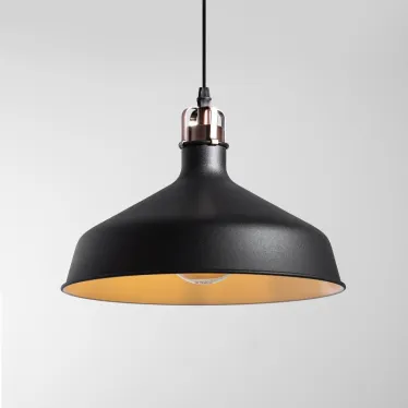 Светильник подвесной декоративный PL2 BK/RC E27 max 60W, d300 мм, шагрень черный/медь