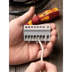 Шина фаза L (6х9мм) 8 отверстий латунь серый изолированный корпус на DIN-рейку PROxima