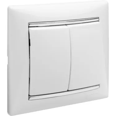 VALENA Выключатель двухклавишный в рамку белый