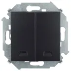 Выключатель двухклавишный с подсветкой, 16А 250В, винтовой зажим, графит S15