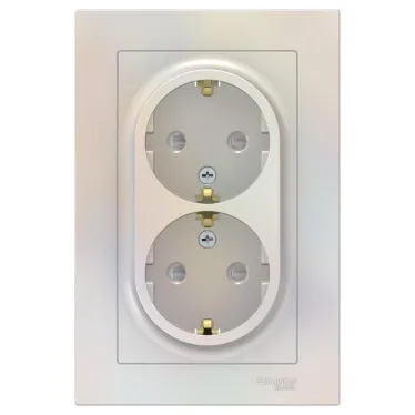 Розетка ATLASDESIGN двойная с заземлением со шторками 16А в сборе жемчуг