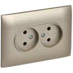 SKANDY Розетка 2-местная без заземления с защитными шторками 10А в сборе SK-R09Sh шампань IEK