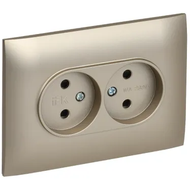 SKANDY Розетка 2-местная без заземления с защитными шторками 10А в сборе SK-R09Sh шампань IEK