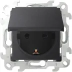 Розетка 2К+З Schuko IP44, графит
