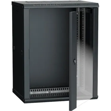 Шкаф настенный 19' LINEA W 18U 600x450мм стеклянная дверь RAL9005