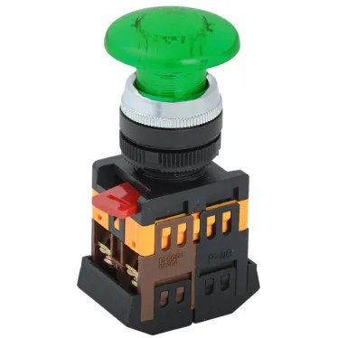Кнопка зеленая AELA-22 Гриб с подсветкой неон 1з+1р 240В