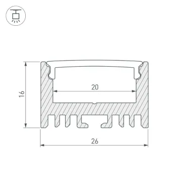 Профиль ARH-LINE-1726-2000 ANOD (ARL, Алюминий)